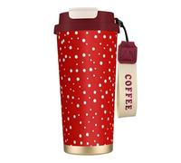 JEJEA Tasses isothermes en acier inoxydable à double paroi pour la maison et le bureau Motif pois rouges et blancs