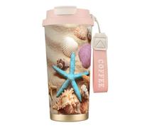 JEJEA Tasses isothermes en acier inoxydable avec impression coquillages sur la plage, tasse à café de voyage pour la maison et le bureau
