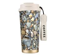 JEJEA Tasses isothermes en acier inoxydable avec impression galets, double paroi, tasse à café de voyage pour la maison et le bureau