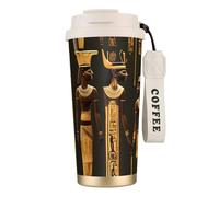 JEJEA Tasses isothermes en acier inoxydable avec impression hiéroglyphes égyptiens antiques, tasses à café à double paroi, tasse à café de voyage pour la maison et le bureau