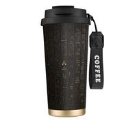JEJEA Tasses isothermes en acier inoxydable avec impression hiéroglyphes égyptiens antiques, tasses à café à double paroi, tasse à café de voyage pour la maison et le bureau