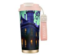 JEJEA Tasses isothermes en acier inoxydable avec impression manoir hanté, double paroi, tasse à café de voyage pour la maison et le bureau