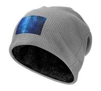 JEJEA The Blue Binary Print Fleece Lined Skull Cap, Winter Knit Cuffed Beanie Hat Soft Warm Ski Hats Unisex Cold Weather, gris clair, Taille unique