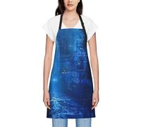 JEJEA The Blue Binary Tablier de cuisine résistant aux gouttes d'eau avec sangle de cou réglable pour femme