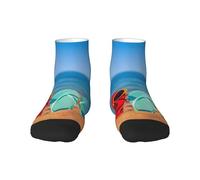 JEJEA Tongs sur une plage de sable imprimé chaussettes de sport rembourrées pour homme et femme pour le sport, 1 noir, Taille unique