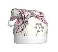 JEJEA Tour Eiffel de Paris avec imprimé floral Gorros de Navidad pour adultes, chapeaux de Père Noël pour drôles, chapeaux de Noël fantaisie, pour fête de Noël