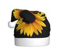 JEJEA Tournesol Floral Papillons Art Print Gorros De Navidad Para Adultos, Chapeaux de Père Noël pour Drôle, Nouveauté Chapeaux de Noël pour Fête de Noël