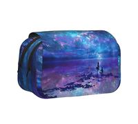JEJEA Trousse à crayons avec imprimé aurores boréales du Nord pour crayons, maquillage, boîte de rangement multifonction pour les adluts, Noir , Taille unique, Trousse de toilette