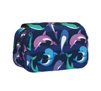 JEJEA Trousse à crayons avec imprimé dauphin pour crayons, maquillage, boîte de rangement multifonction pour les adluts, Noir , Taille unique, Trousse de toilette