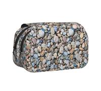 JEJEA Trousse à crayons avec motif de galets pour crayons, maquillage, boîte de rangement multifonction pour adluts, Noir , Taille unique, Trousse de toilette