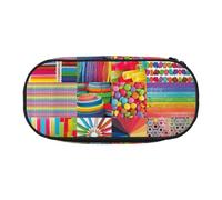 JEJEA Trousse à crayons de grande capacité avec impression collage coloré - Grande capacité de rangement, Noir , Taille unique, Organiseur de sac