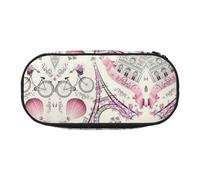 JEJEA Trousse à crayons de grande capacité Motif Tour Eiffel Paris avec imprimé floral Grande capacité, Noir , Taille unique, Organiseur de sac