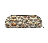 JEJEA Trousse à crayons en cuir avec fermeture éclair et motif coquillages sable, doré, Taille unique, Trousse de toilette