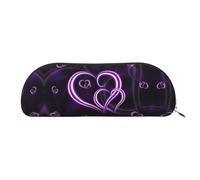 JEJEA Trousse à crayons en cuir avec fermeture éclair et motif cœurs violets, Argenté., Taille unique, Trousse de toilette