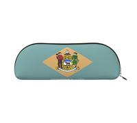 JEJEA Trousse à crayons en cuir avec fermeture éclair et motif drapeau de l'État du Delaware, Doré, One Size, Trousse de toilette