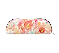 JEJEA Trousse à crayons en cuir avec fermeture éclair et motif pivoine pêche, doré, Taille unique, Trousse de toilette