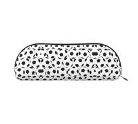 JEJEA Trousse à crayons en cuir avec fermeture éclair Motif ballon de football Noir et blanc, Argenté., Taille unique, Trousse de toilette