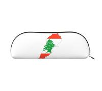 JEJEA Trousse à crayons en cuir avec fermeture éclair, motif carte du Liban, doré, Taille unique, Trousse de toilette