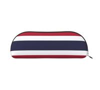JEJEA Trousse à crayons en cuir avec fermeture éclair Motif drapeau de la Thaïlande, doré, Taille unique, Trousse de toilette