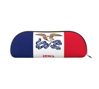 JEJEA Trousse à crayons en cuir avec fermeture éclair Motif drapeau de l'État de l'Iowa, doré, Taille unique, Trousse de toilette