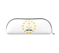 JEJEA Trousse à crayons en cuir avec fermeture éclair, motif drapeau de l'État du Rhode Island, trousse à crayons, trousse à crayons, trousse de maquillage, Doré, One Size, Trousse de toilette