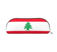 JEJEA Trousse à crayons en cuir avec fermeture éclair Motif drapeau du Liban, doré, Taille unique, Trousse de toilette