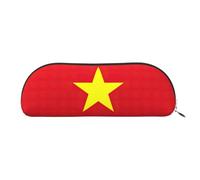 JEJEA Trousse à crayons en cuir avec fermeture éclair Motif drapeau du Vietnam, Argenté, One Size, Trousse de toilette