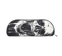 JEJEA Trousse à crayons en cuir avec fermeture éclair, motif fantôme, horreur, crâne, trousse à crayons, trousse de maquillage, Argenté., Taille unique, Trousse de toilette