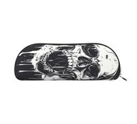 JEJEA Trousse à crayons en cuir avec fermeture éclair, motif fantôme, horreur, crâne, trousse à crayons, trousse de maquillage, doré, Taille unique, Trousse de toilette