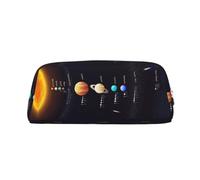 JEJEA Trousse à crayons en cuir avec impression du système solaire Jupiter Saturne, grande capacité, trousse de papeterie, trousse de maquillage polyvalente, Argenté., Taille unique, Trousse de