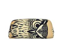 JEJEA Trousse à crayons en cuir avec imprimé hibou mignon, grande capacité, trousse de papeterie, trousse de maquillage polyvalente, Argenté., Taille unique, Trousse de toilette
