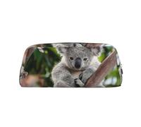 JEJEA Trousse à crayons en cuir avec imprimé koala mignon, grande capacité, trousse de papeterie, trousse de maquillage polyvalente, Argenté., Taille unique, Trousse de toilette