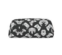 JEJEA Trousse à crayons en cuir avec imprimé manette de jeu, grande capacité, trousse de papeterie, trousse de maquillage polyvalente, doré, Taille unique, Trousse de toilette