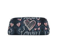 JEJEA Trousse à crayons en cuir avec inscription « I Love You » avec des mots et des cœurs, grande capacité, trousse de maquillage polyvalente, Argenté, One Size, Trousse de toilette