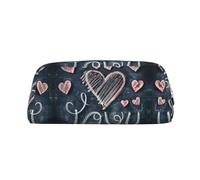 JEJEA Trousse à crayons en cuir avec inscription « I Love You » avec des mots et des cœurs, grande capacité, trousse de maquillage polyvalente, doré, Taille unique, Trousse de toilette