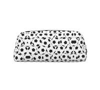 JEJEA Trousse à crayons en cuir avec motif ballon de football noir et blanc, grande capacité, trousse de papeterie, trousse de maquillage polyvalente, Argenté., Taille unique, Trousse de toilette