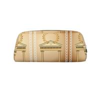 JEJEA Trousse à crayons en cuir style ancien avec branche d'olivier romaine et imprimé grec, grande capacité, trousse de papeterie, trousse de maquillage polyvalente, doré, Taille unique, Trousse de