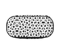 JEJEA Trousse à crayons grande capacité avec imprimé ballon de football Noir/blanc, Noir , Taille unique, Organiseur de sac