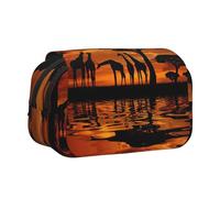 JEJEA Trousse à crayons pour crayons, maquillage, multi-usages, motif girafe africaine, arbre majestueux, Noir , Taille unique, Trousse de toilette