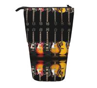 JEJEA Trousse à crayons télescopique multifonction avec imprimé guitare électrique, Noir , Taille unique, Organiseur de sac