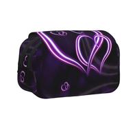 JEJEA Trousse à crayons tendance avec imprimé cœurs violets pour crayons, maquillage, boîte de rangement multifonction pour les adluts, Noir , Taille unique, Trousse de toilette