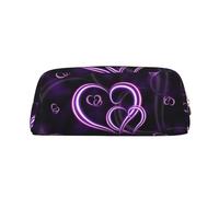 JEJEA Trousse à crayons tendance en cuir avec imprimé cœurs violets, grande capacité, trousse de papeterie, trousse de maquillage polyvalente, doré, Taille unique, Trousse de toilette