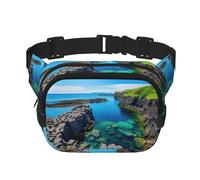 Jeju Island Korea Sac banane carré double couche réglable pour exercice, course à pied, voyage, randonnée, noir, One Size