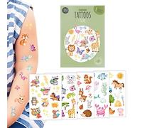 JEKA 5 Planches de Tatouages temporaires à Coller pour Enfants, Motif : Animaux, Tatouages éphémères 100% Vegan et hypoallergéniques, idée Cadeau, Cadeau d’Anniversaire