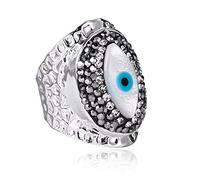 Jeka Bague de protection contre le mauvais œil, style hippie, punk, bague de protection turque Mal de Ojo, Métal, Zircone cubique