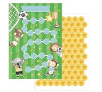 JEKA Lot de 10 Tableaux de récompenses pour Enfants - Motif : Football - avec Leurs Autocollants étoiles pour motiver Les Enfants aux tâches ménagères, aux devoirs, au brossage des Dents