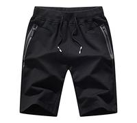 JEKE-DG Short cargo pour homme - Coupe décontractée - En coton - Style décontracté - Élastique, Noir 2, Taille L