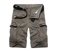 JEKE-DG Short d'été pour homme - Plusieurs poches - Polyvalent - En sergé - Pour la randonnée, la pêche, Vert kaki 2, 40