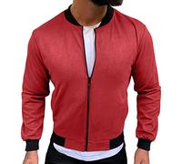 JEKE-DG Varsity Veste bomber d'hiver côtelée pour l'automne - Blazer à capuche - Pull Sherpa (taille L, rouge)