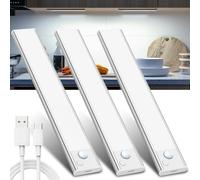JEKEMORYE Lampe LED Rechargeable Cuisine Reglette - Blanc 20CM 3 Pièce